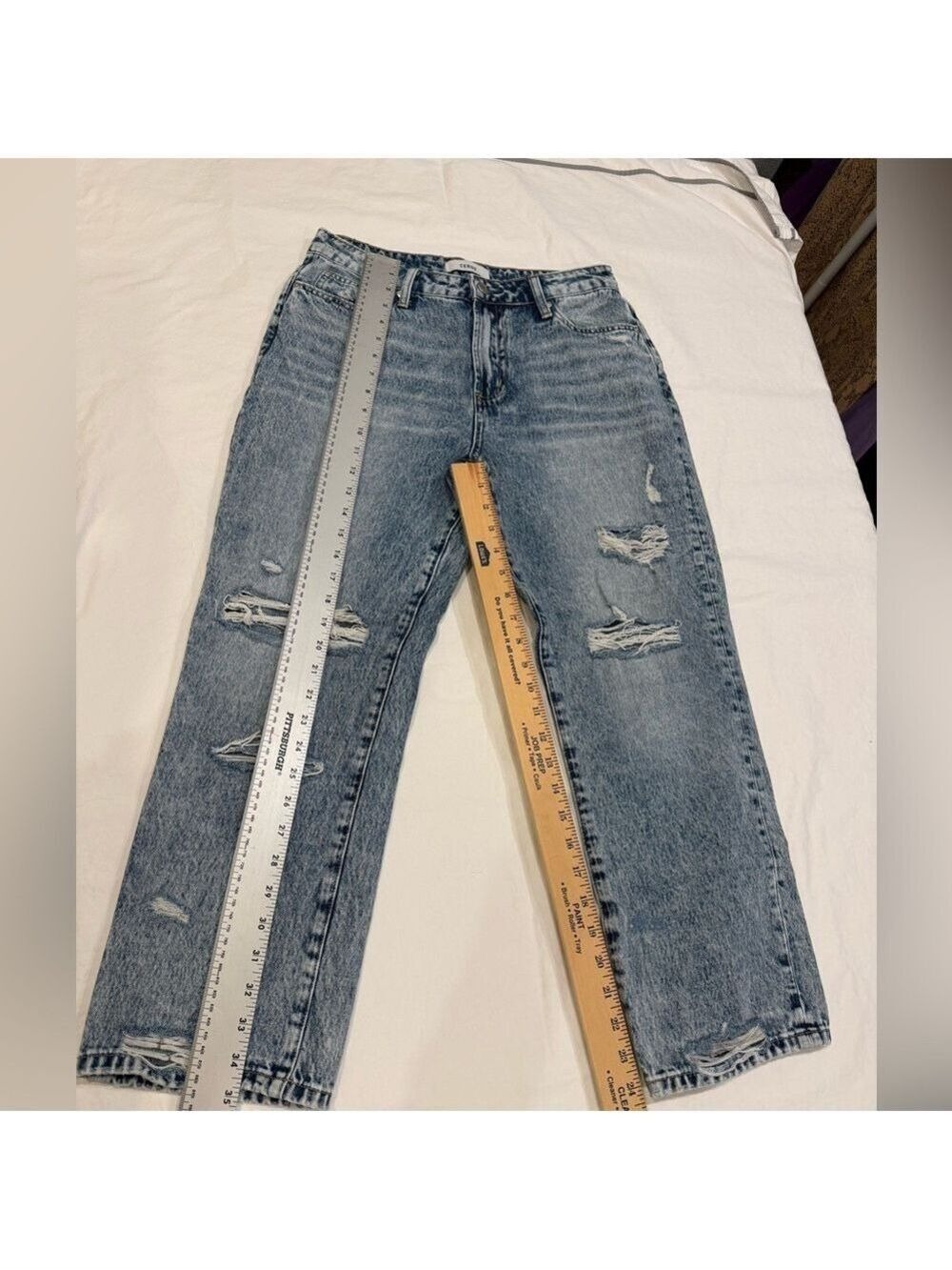 CEROS Distressed Straight Leg Jeans Size 28 Light Wash 100% Cotton - Picture 6 of 9
